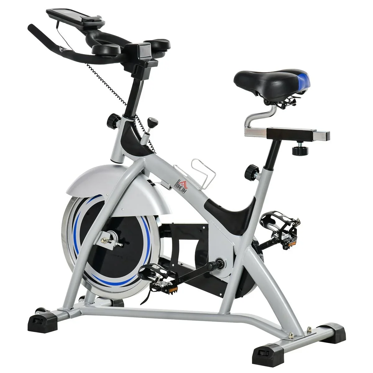 Ergometer Heimtrainer Fahrradtrainer mit Display Metall ABS Silber+Schwarz 124 x 50 x 111 cm Stufenloser LCD-Display - 2