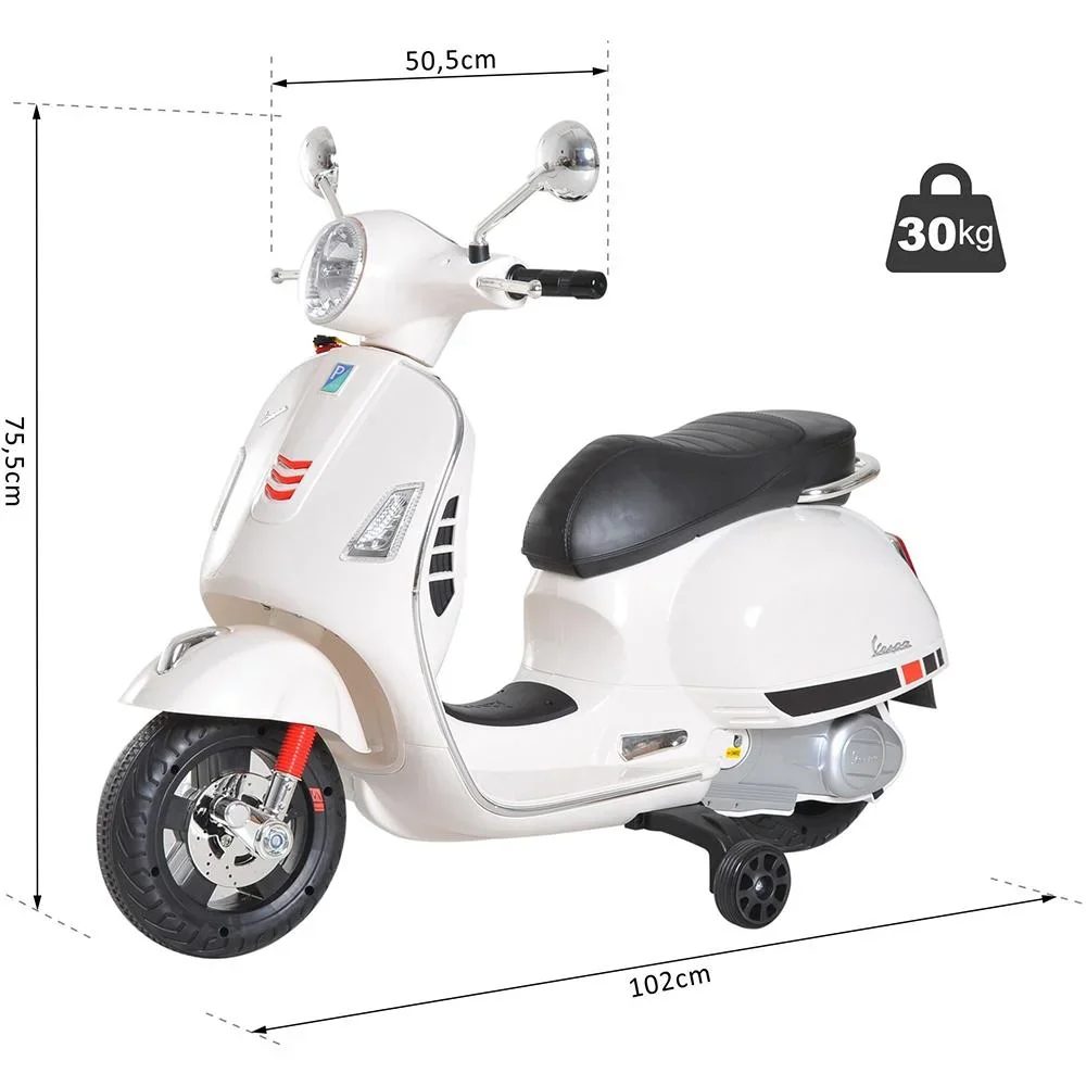 Elektro Kindermotorrad VESPA Kinderauto Weiß - 6