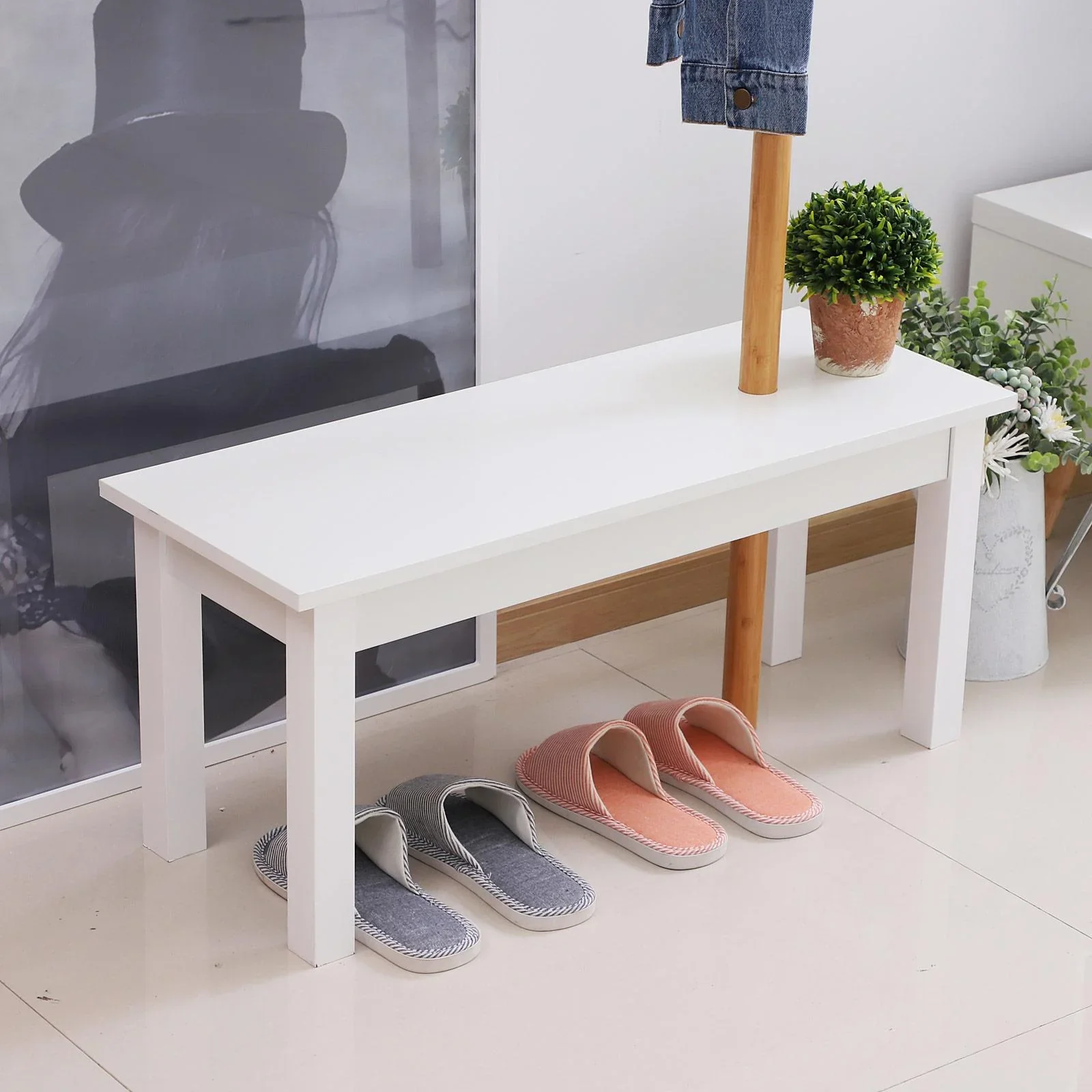 Garderobenständer Kleiderhaken Garderobe mit Sitzbank Baum-Design Zweige 6 Haken - 2