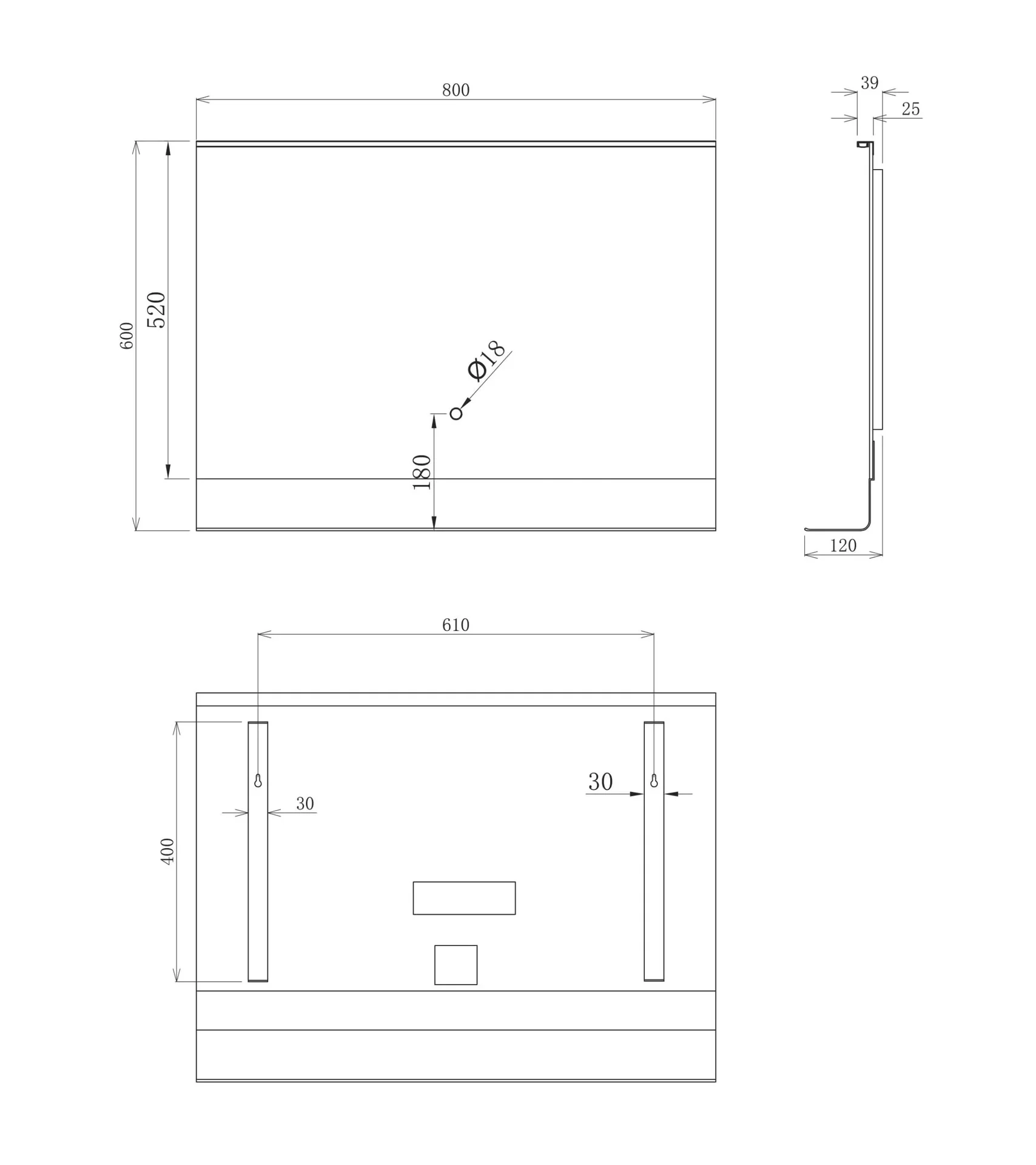 Badezimmerspiegel mit Beleuchtung, "Black Home" - 80 x 60 cm - Lichtfarbe neutralweiß - mit praktischer Ablage - 1