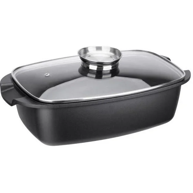 Kasserolle - mit Glasdeckel - 32 cm - Schwarz - 1