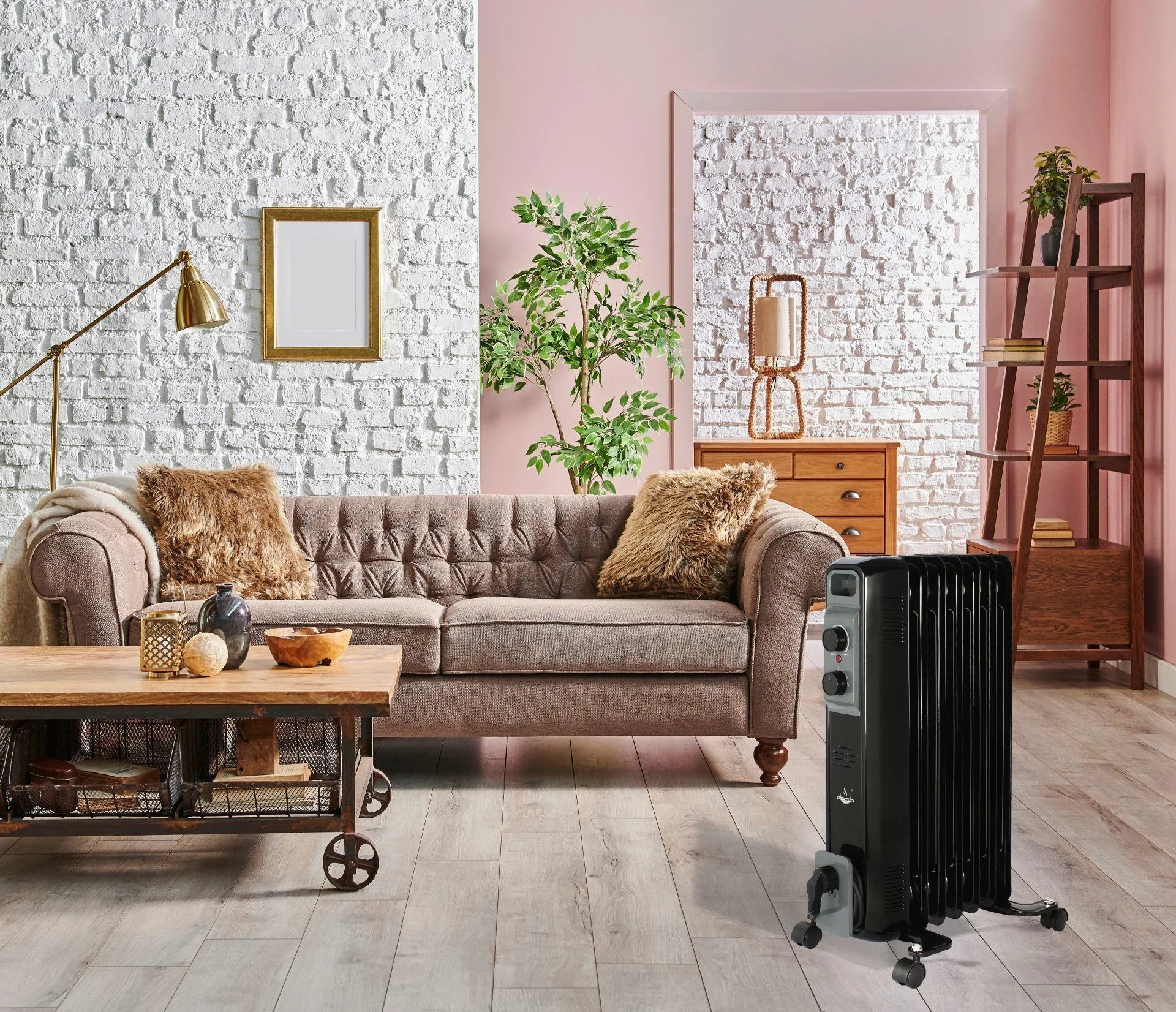 Mobiler Ölradiator, schwarz, 7 Rippen - 1