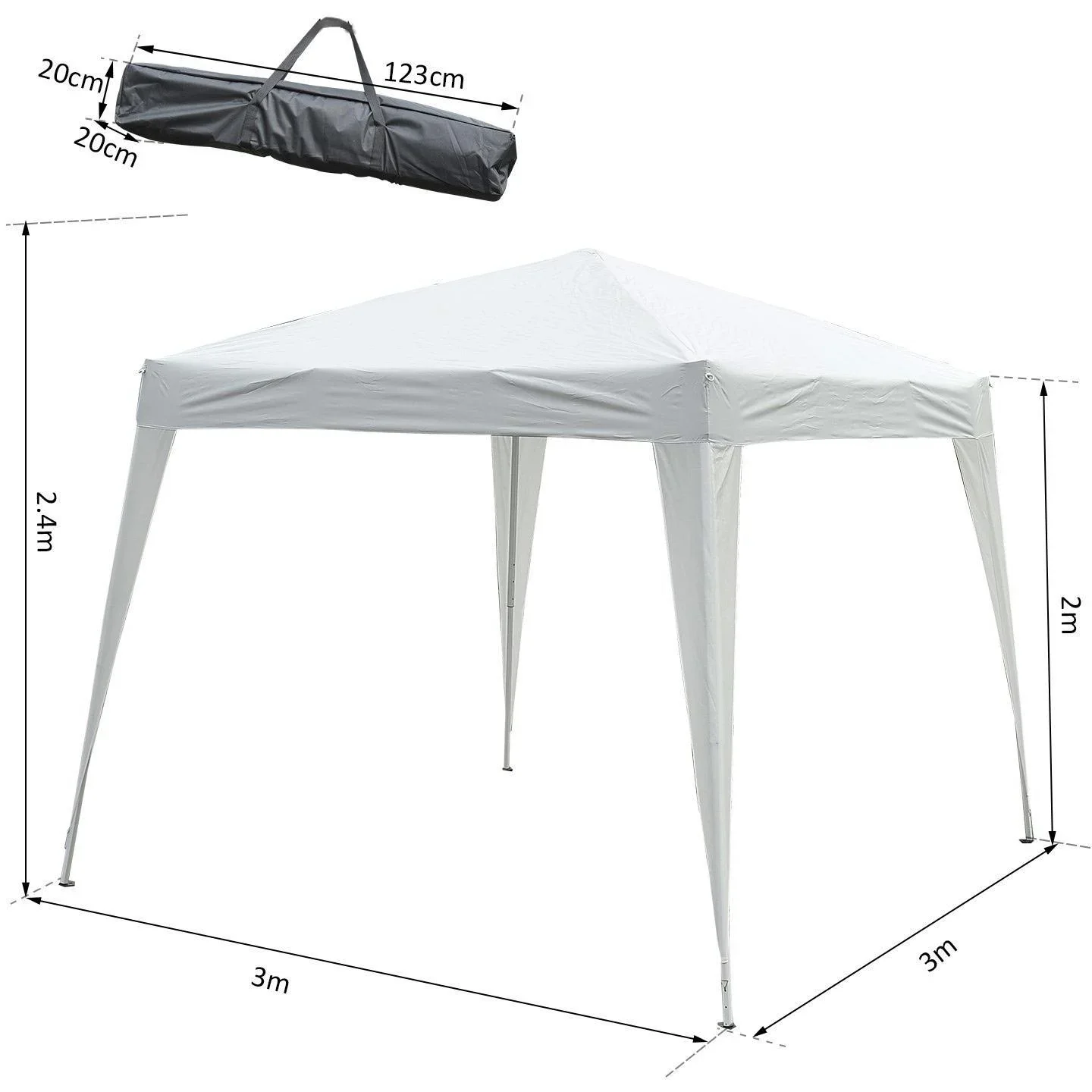 Faltpavillon 3x3m Pavillon Faltzelt Partyzelt Gartenzelt Popup Weiß - 5