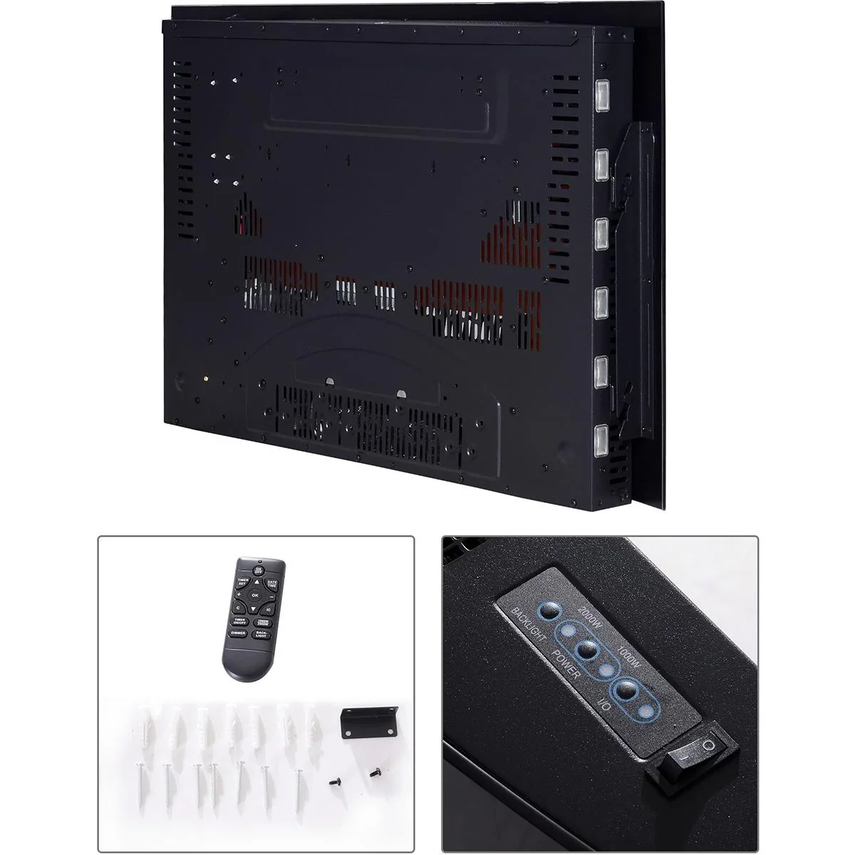 LED Elektrokamin mit Heizfunktion und Fernbedienungen schwarz - 3