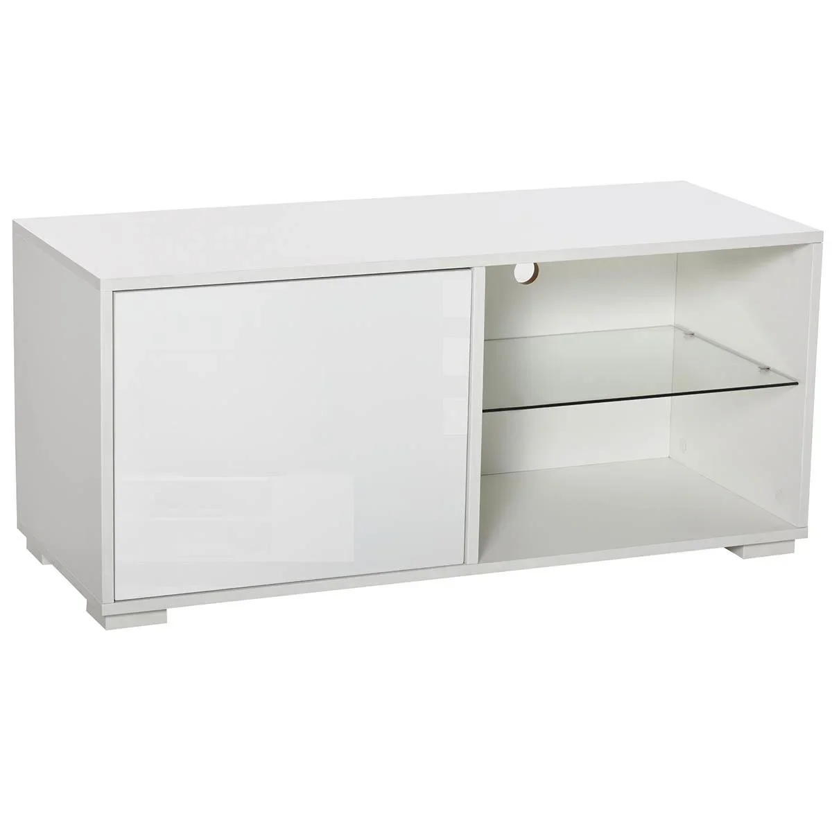TV Schrank TV-Kommode mit Schubladen und Offene Regale Spanplatte Glas Weiß 100 x 40 x 45 cm - 2