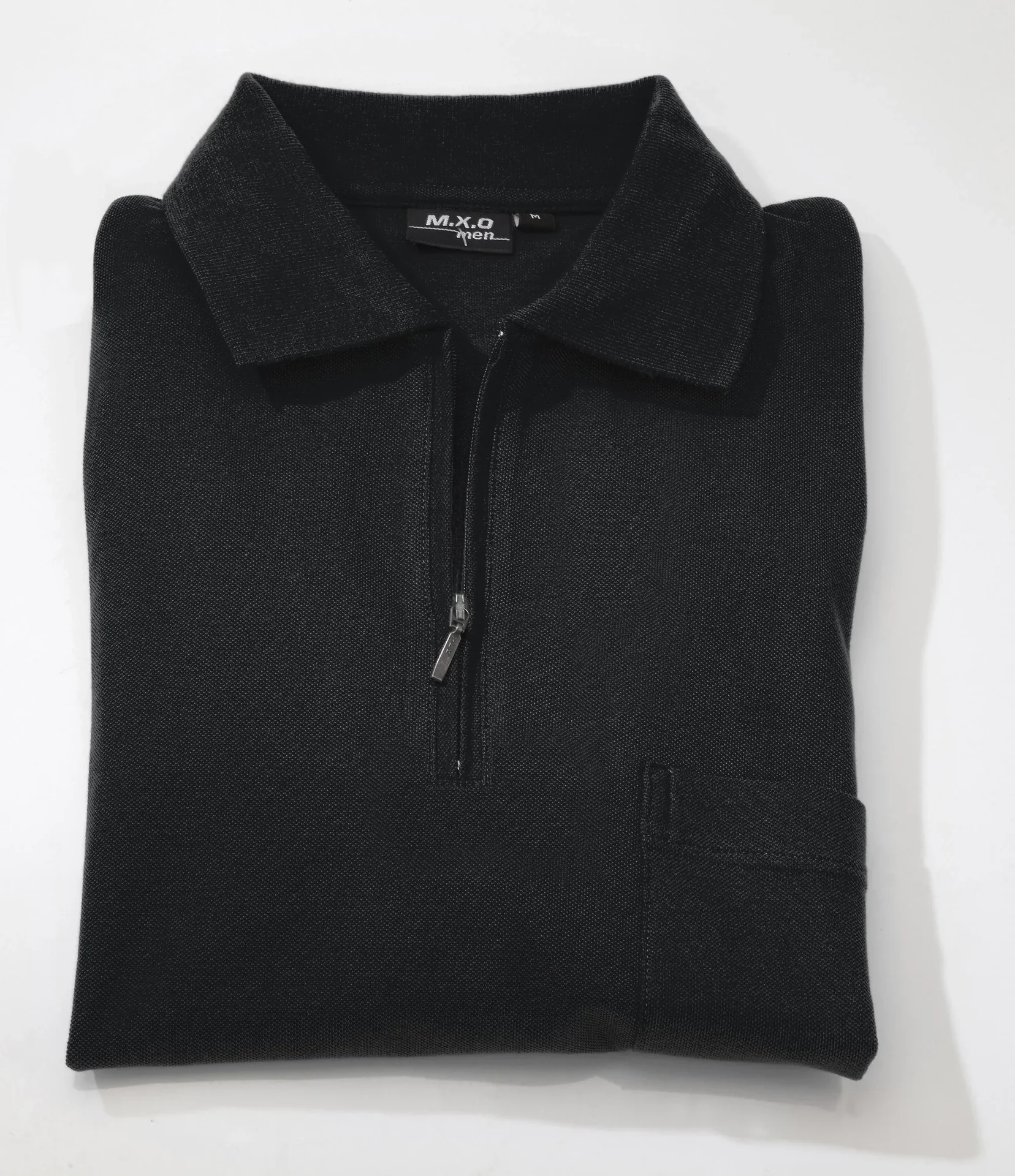 Poloshirt mit Reißverschluss, schwarz, Gr.XL - 0