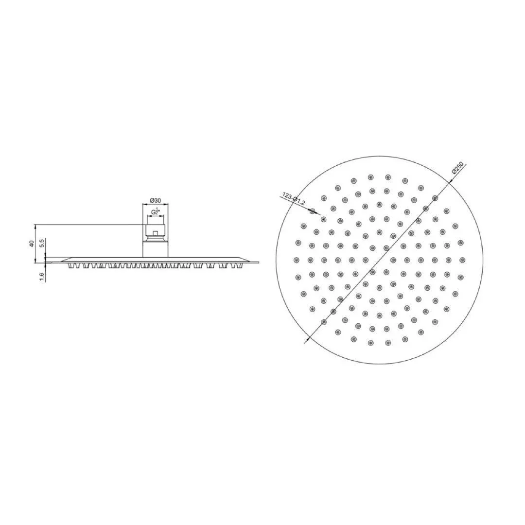 Duschkopf Kopfbrause Ø 25 cm Regendusche aus Edelstahl mit 1 Strahlart G1/2 individuell einsetzbar - 1