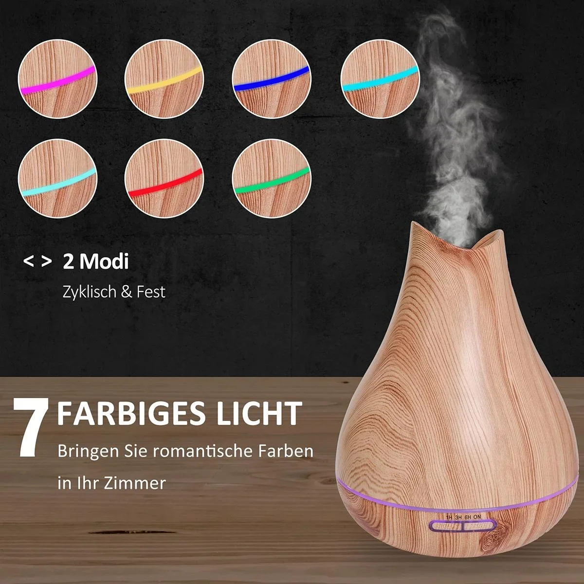 Aroma Diffuser für ätherische Öle mit LED natur - 2