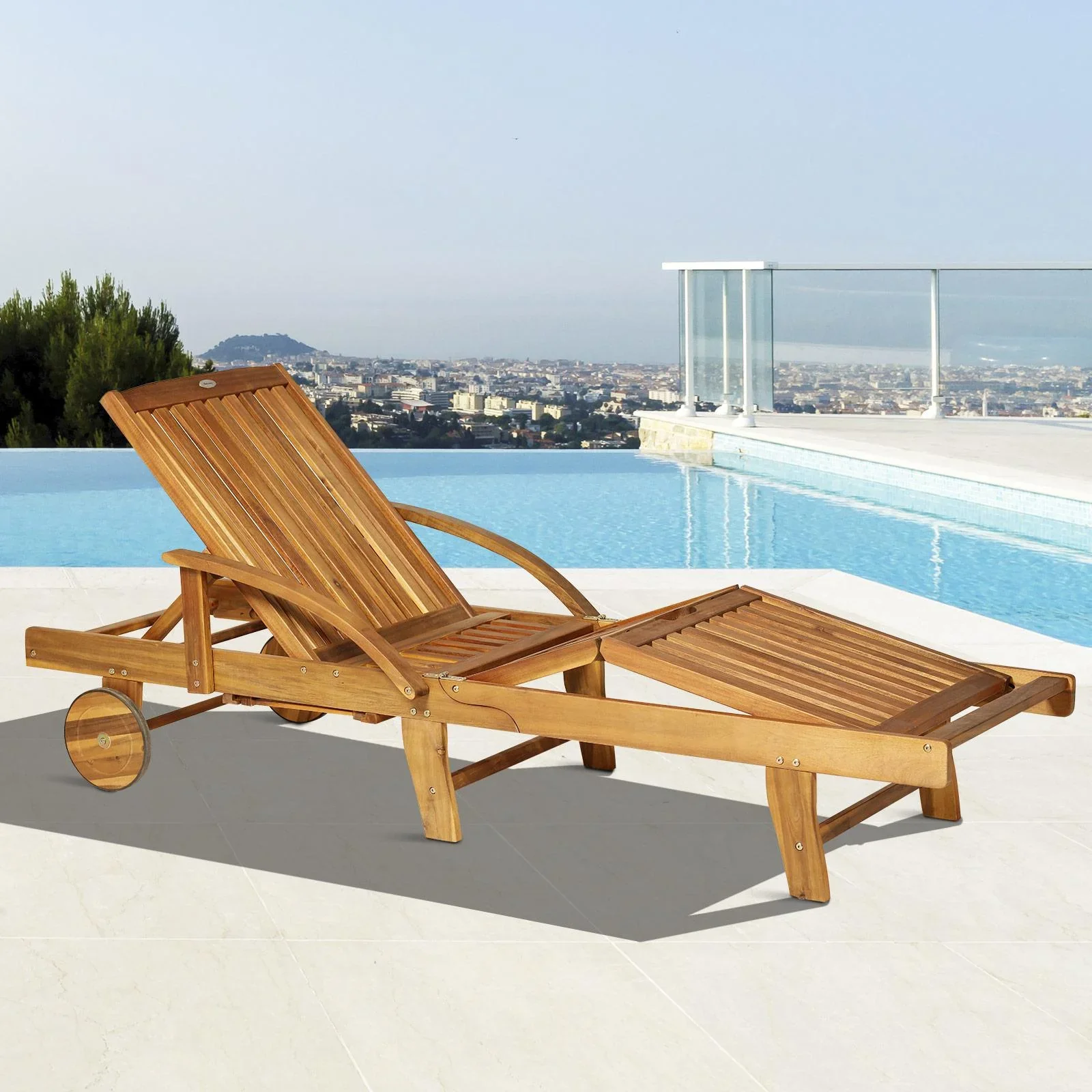 Gartenliege Sonnenliege Liegestuhl klappbar verstellbar Akazienholz Natur 195 x 70 x (66 85) cm - 3