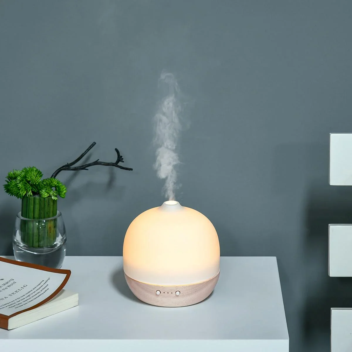 180ml Aroma Diffuser for Essential Oils Humidifier with Adjustable LED Warm Lights, 2 Mist Mode, Timer, Waterless Auto-o - 0