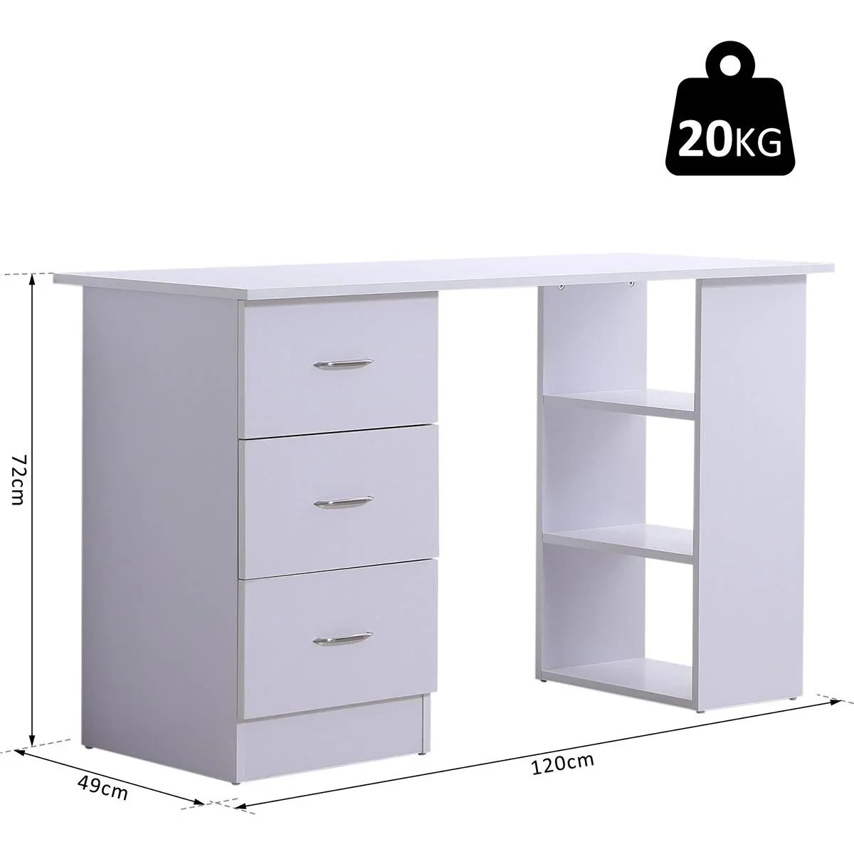 Schreibtisch inkl. 3 Schubladen und Regal - 1