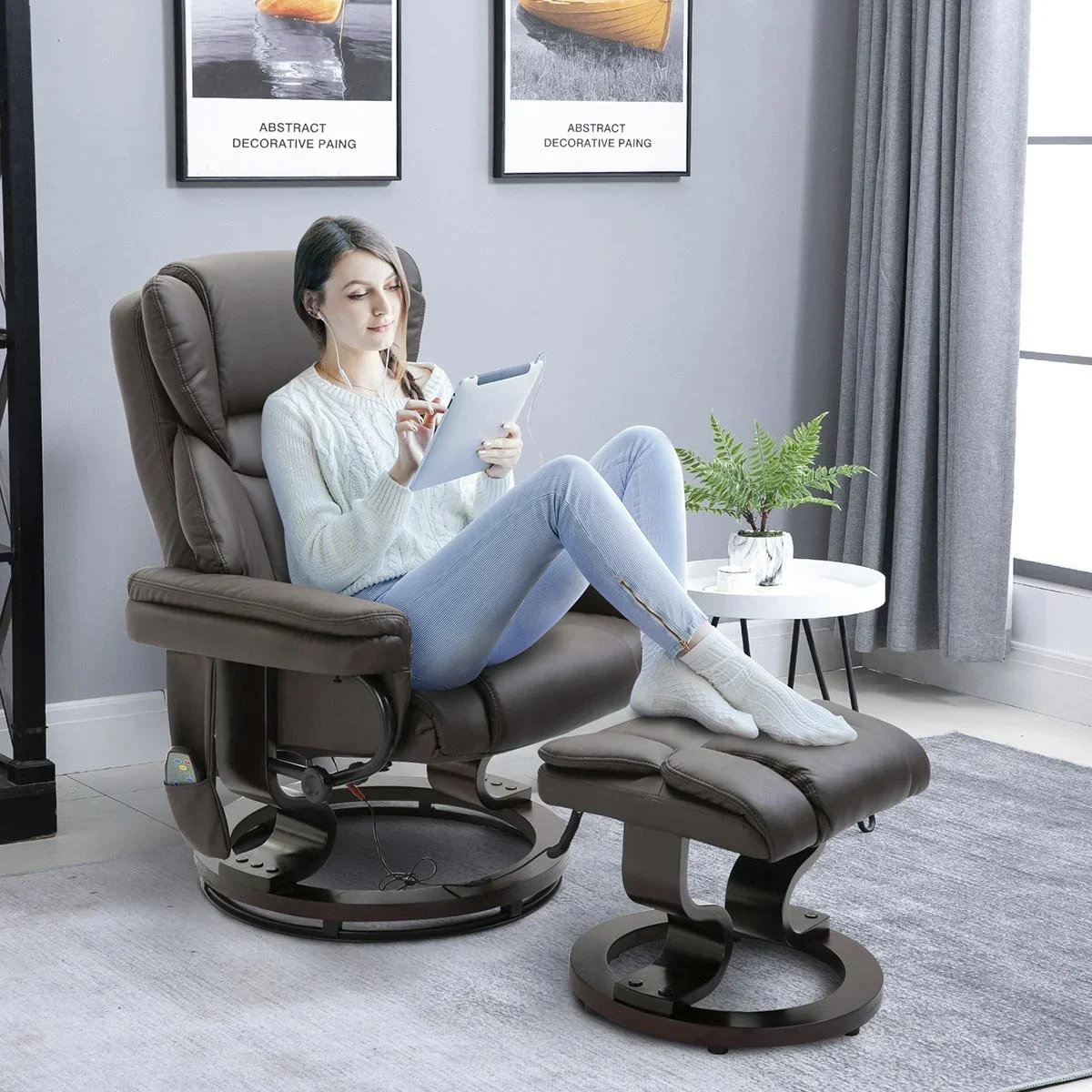 Massagesessel mit Fußhocker Heizfunktion - 1