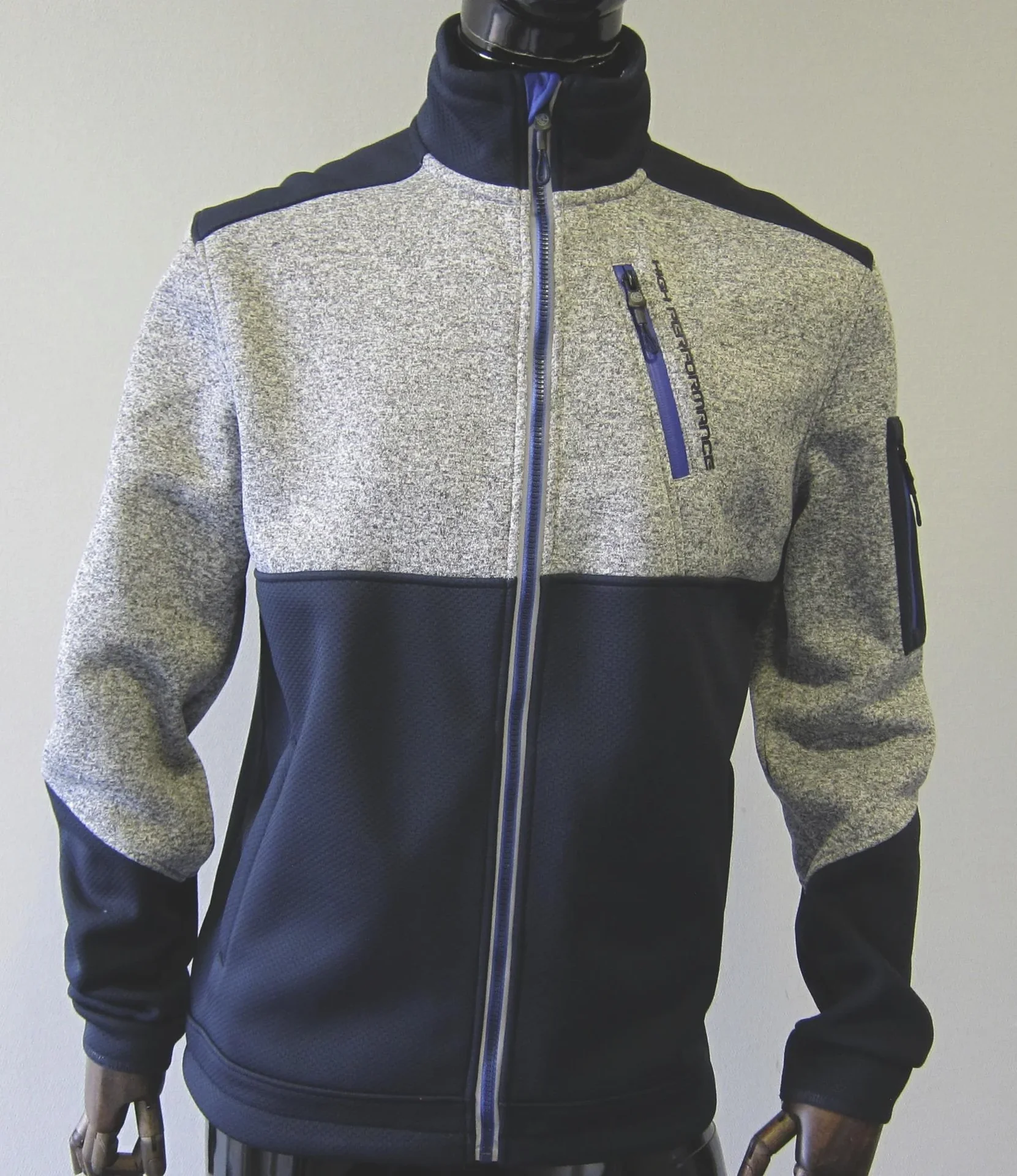 Strick Fleecejacke, Farbe marine/grau, Gr.M - 2