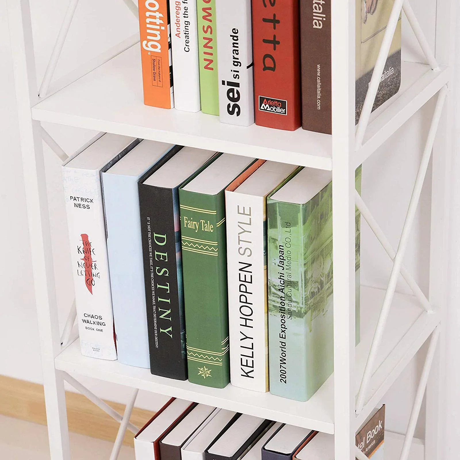 Standregal Bücherregal Aufbewahrungsregal 4 Staufächer Metall Weiß 40 x 35 x 108 cm - 6