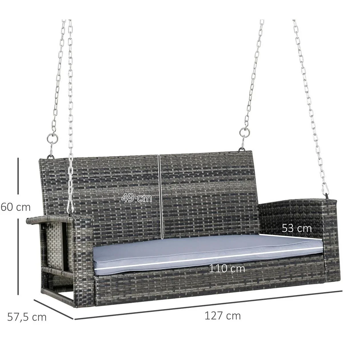 Hängebank 2-Sitzer 127 cm x 57,5 cm x 60 cm - 2