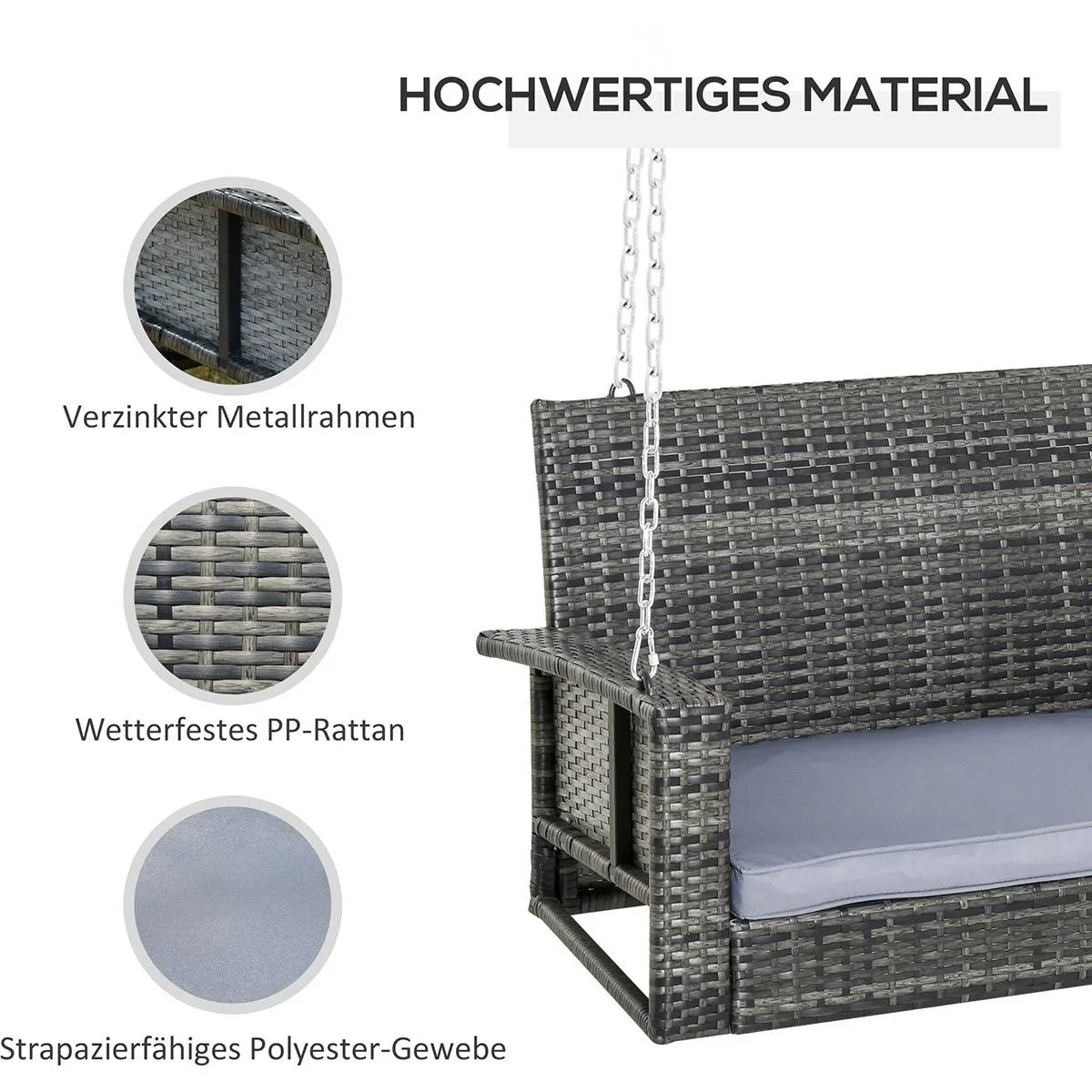 Hängebank 2-Sitzer 127 cm x 57,5 cm x 60 cm - 3
