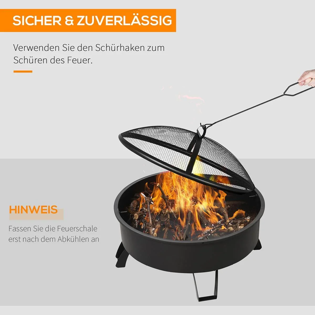 2-in-1 Feuerschale mit Grillrost schwarz - 2