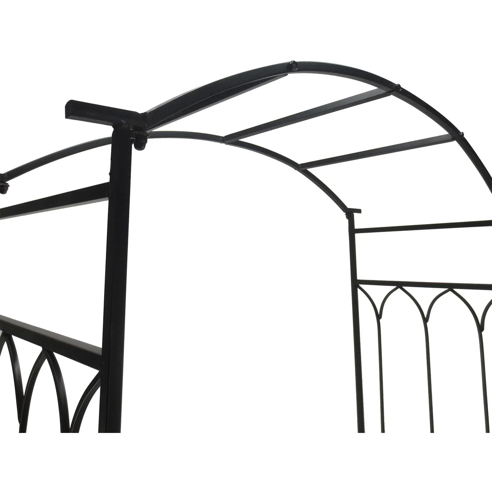 Rosenbogen mit Bank Rosenbank Laubenbank Rankgitter Rankhilfe Metall Schwarz 115 x 50 x 203 cm - 0