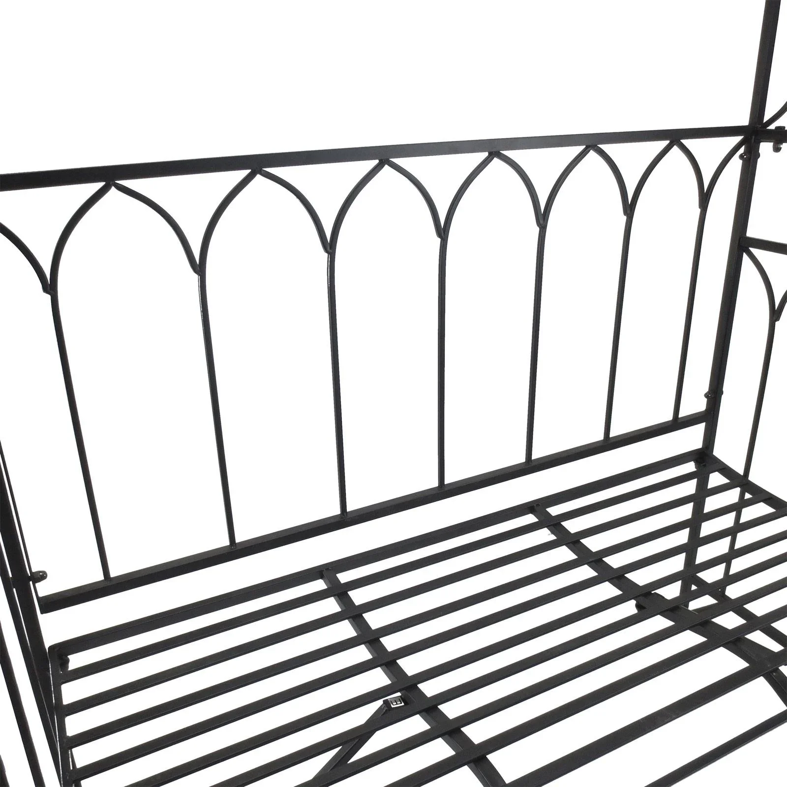 Rosenbogen mit Bank Rosenbank Laubenbank Rankgitter Rankhilfe Metall Schwarz 115 x 50 x 203 cm - 3