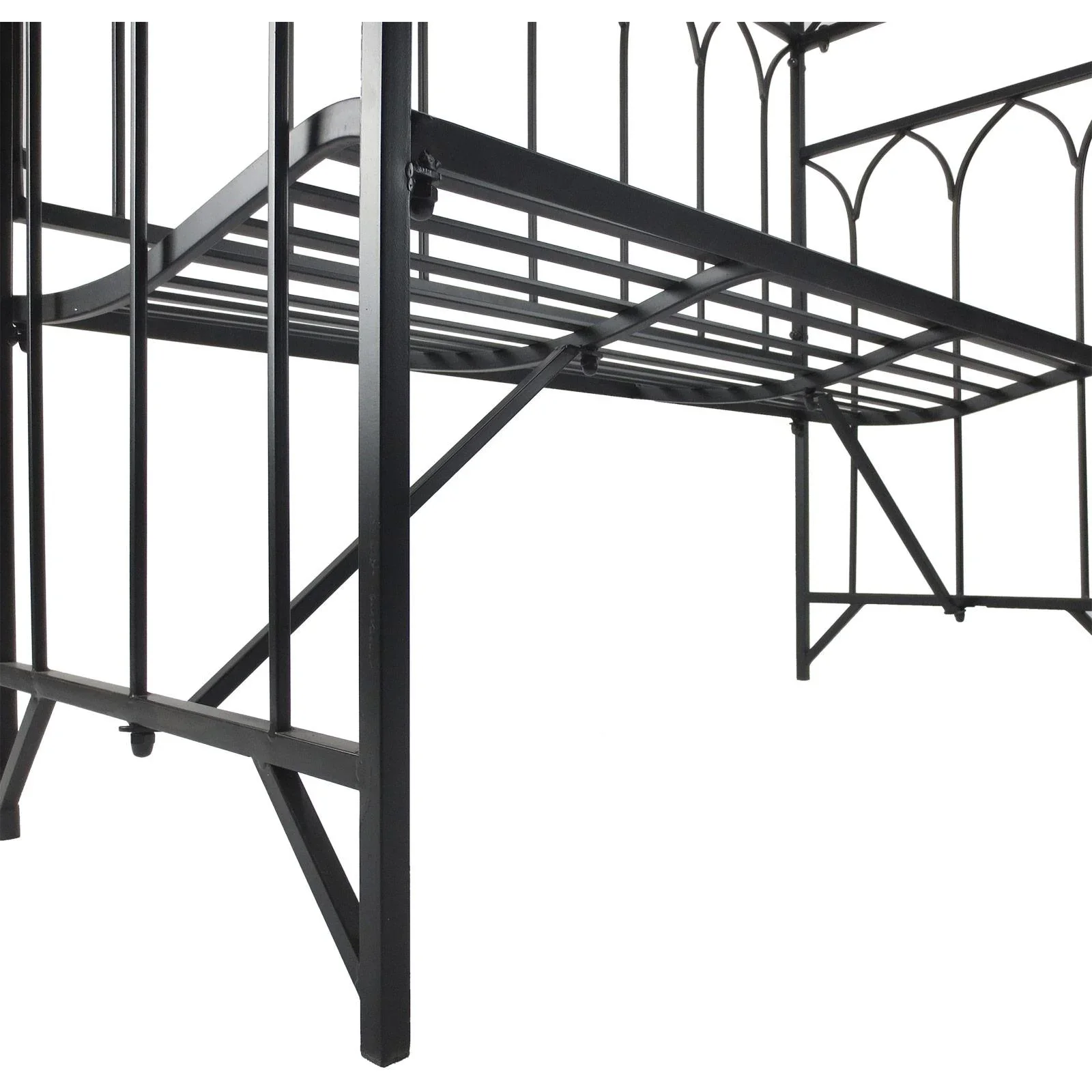 Rosenbogen mit Bank Rosenbank Laubenbank Rankgitter Rankhilfe Metall Schwarz 115 x 50 x 203 cm - 4