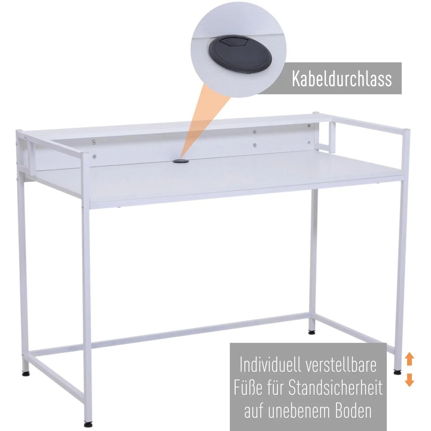 Schreibtisch PC Tisch Computertisch mit Kabeldurchlass Weiß 120 x 60 x 86,5 cm - 4
