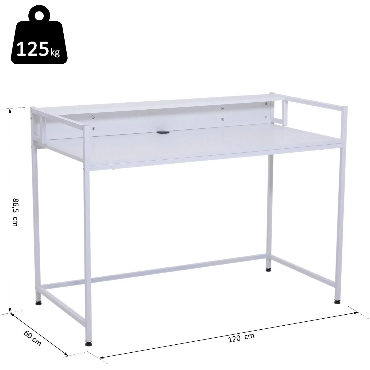 Schreibtisch PC Tisch Computertisch mit Kabeldurchlass Weiß 120 x 60 x 86,5 cm - 5