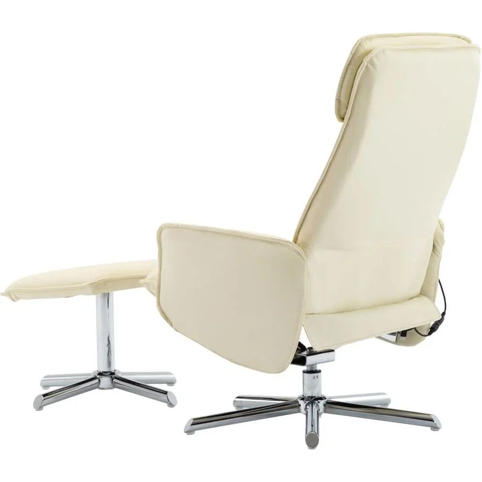 Massagesessel verstellbar mit Fußhocker Kunstleder creme - 4