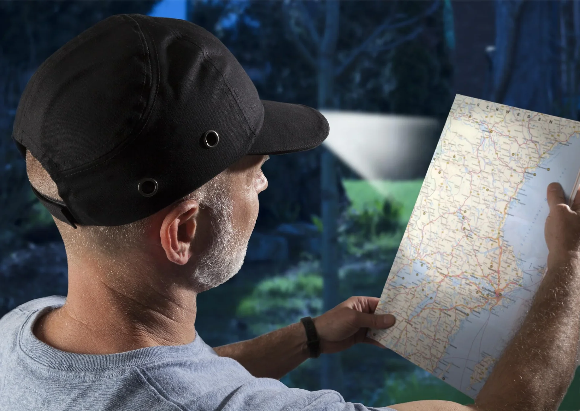 Sicherheitskappe schwarz mit LED - 2