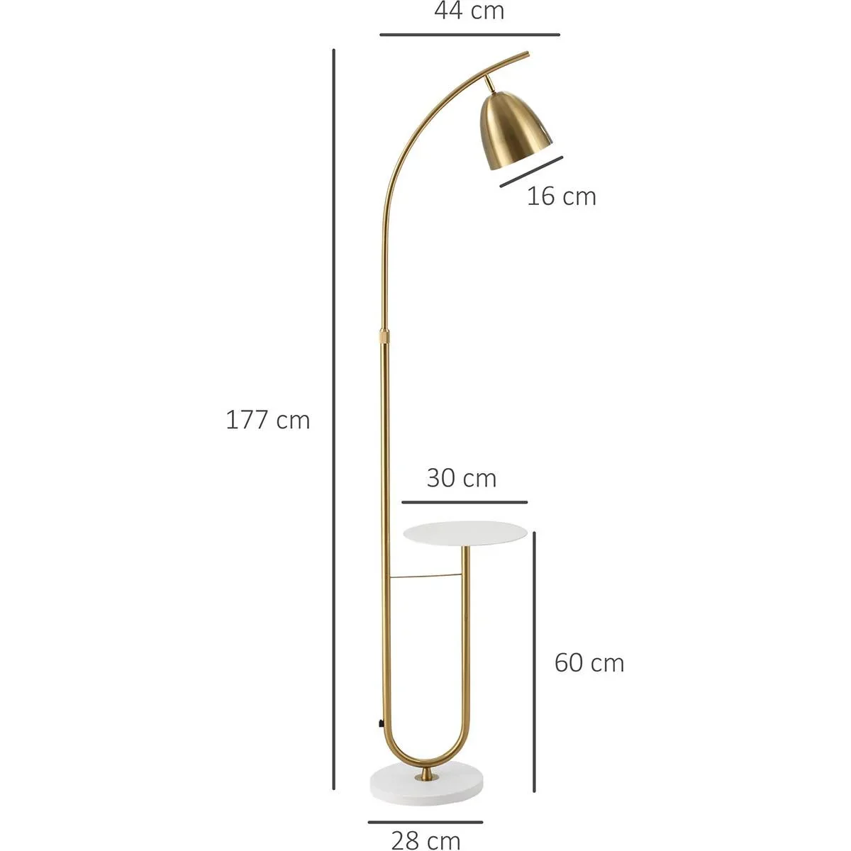 Stehlampe Standleuchte mit Desktop Netzkabel mit Fußschalter für Wohnzimmer Schlafzimmer Büro Metall Gold+Weiß 30 x 44 x - 2