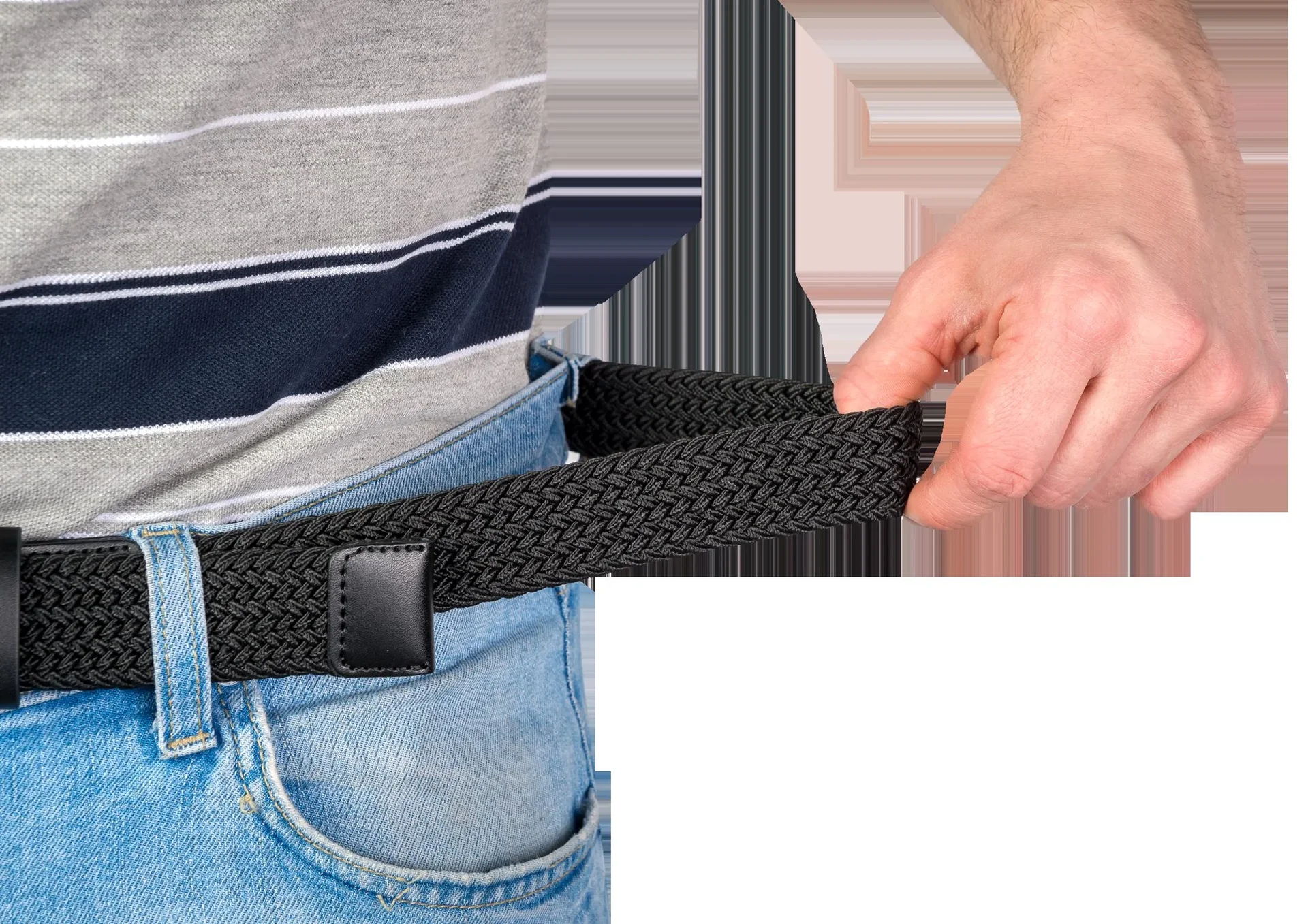 Stretch-Gürtel für Herren, superelastisch 3cm Breit, Farbe schwarz - 1