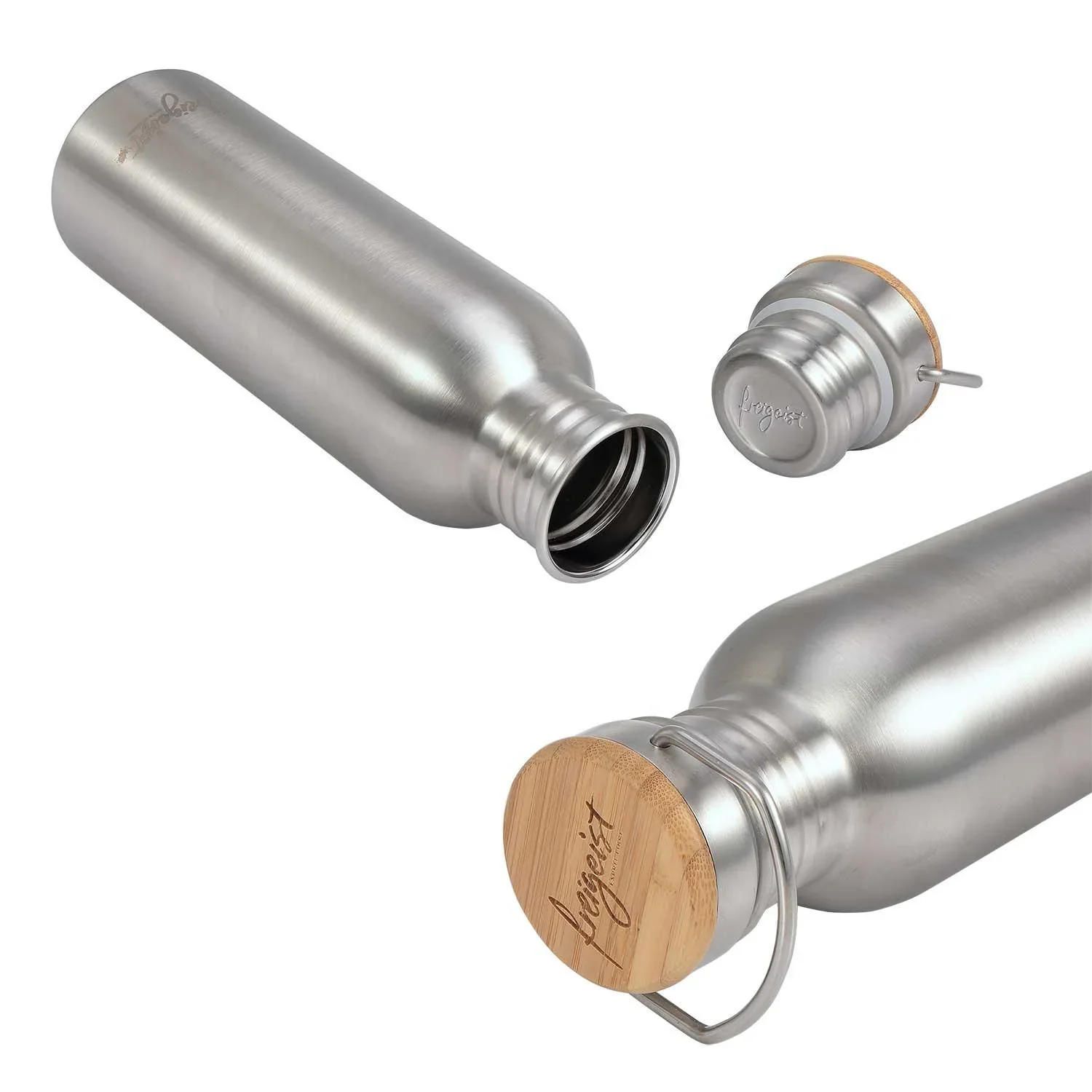 Edelstahlflasche 750ml, matt mit aquabook Flaschenbürste XL - 0