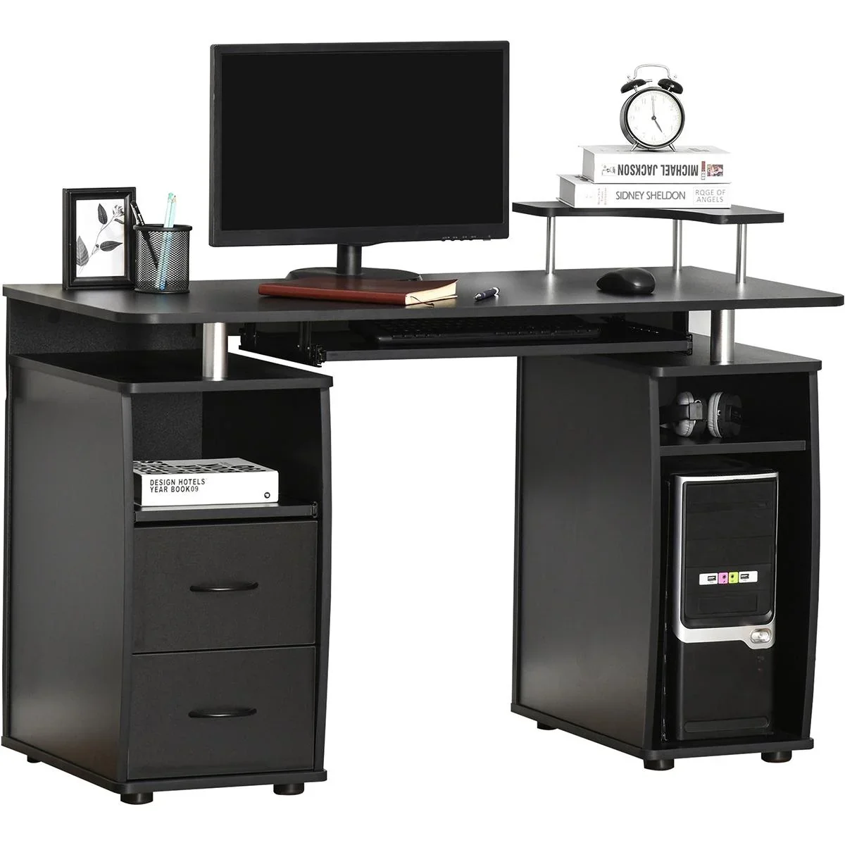 Computertisch mit 2 Schubladen Walnuss - 2