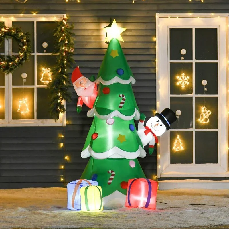 Aufblasbarer Weihnachtsbaum mit Weihnachtsmann Schneemann und Geschenkbox 210 cm - 2