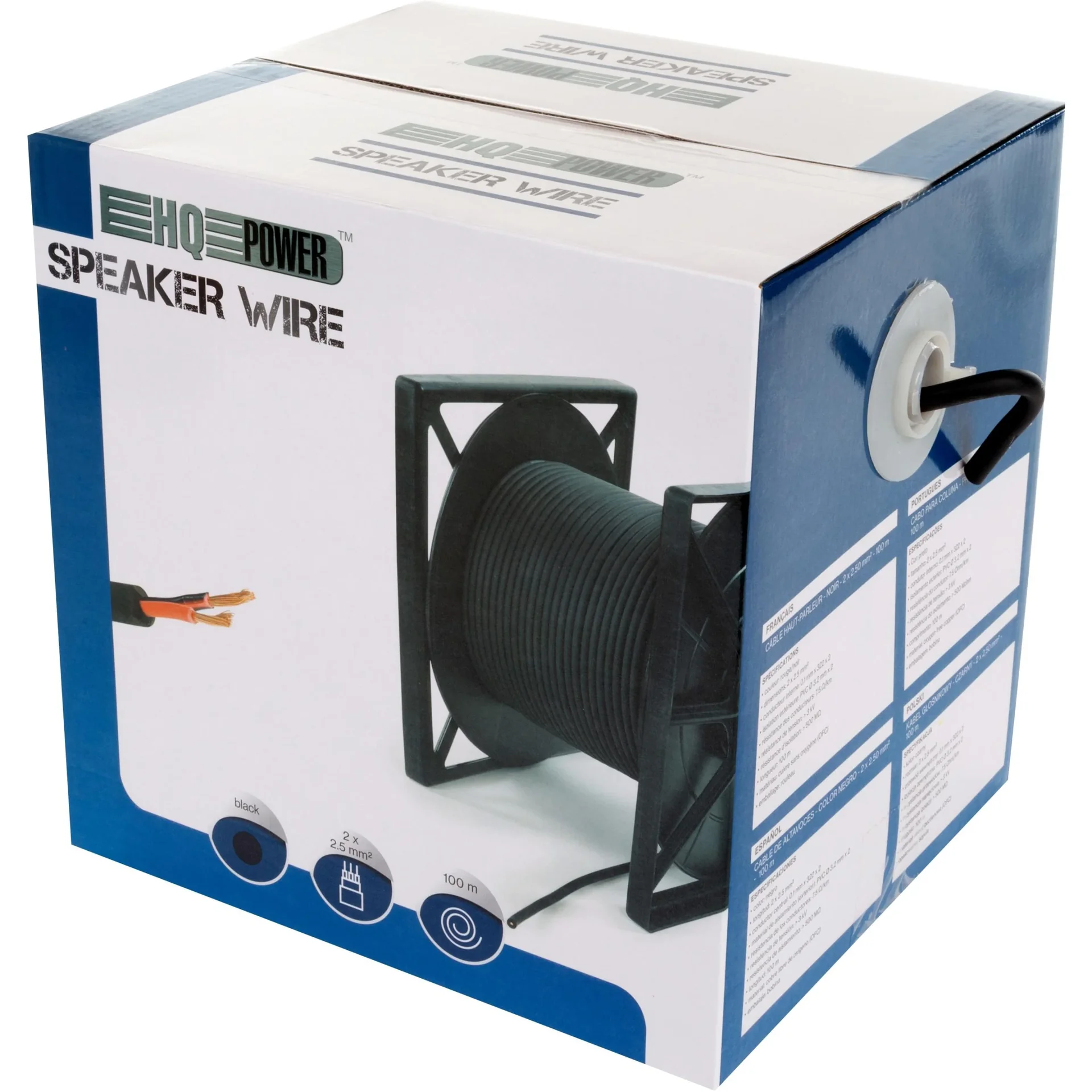 hochwertiges lautsprecherkabel - schwarz - 2 x 2.50 mm² - 100 m - 2