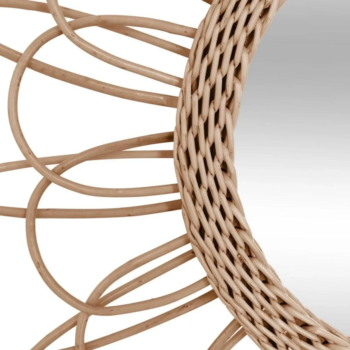 Spiegel im Blumenrahmen - 56 cm - Braun/Rotan - 0