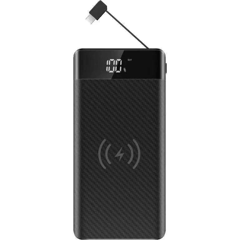 VT-3508 Netzteil mit drahtloser QI-Ladefunktion - 20.000mah - einschließlich Mikro-USB-Kabel - schwarz - 3