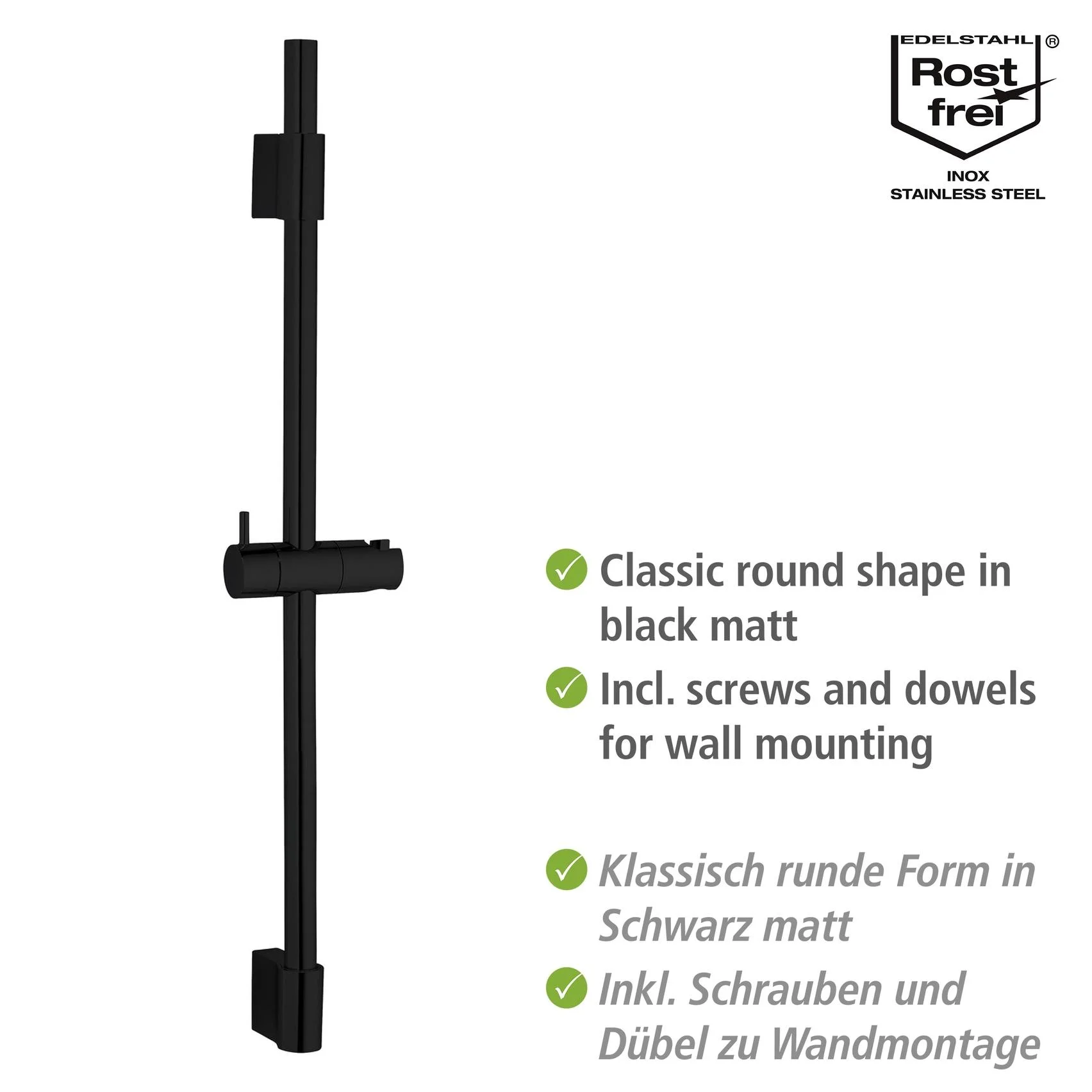 Duschstange Classic Schwarz 70 cm - 1