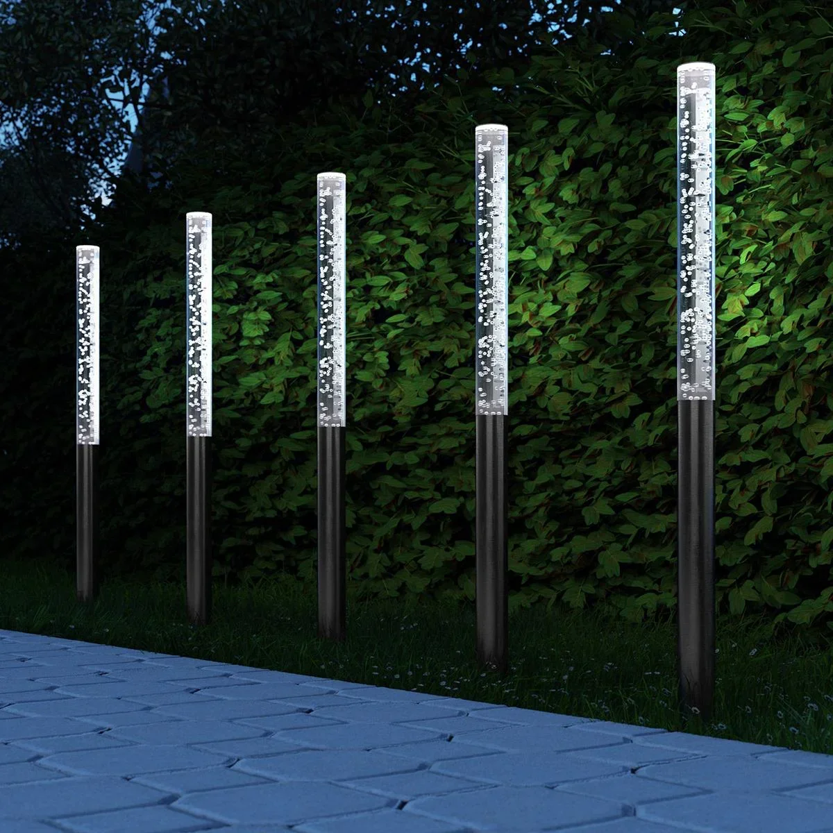 5x Solarlampe - Solarbetriebene Lampe - Gartenbeleuchtung - Wegbeleuchtung - hellweiß - 0