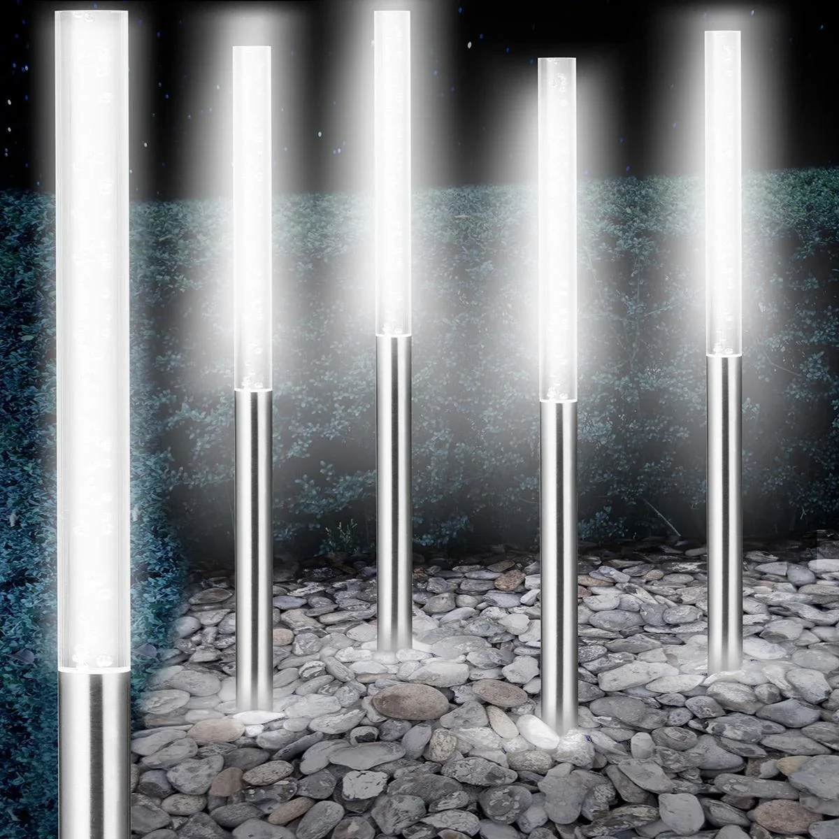 5x Solarlampe - Solarbetriebene Lampe - Gartenbeleuchtung - Wegbeleuchtung - hellweiß - 1