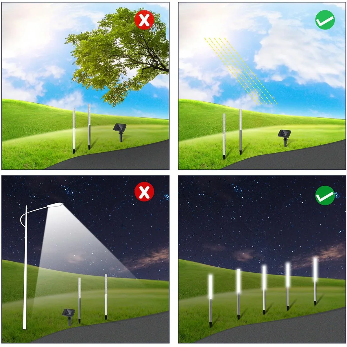 5x Solarlampe - Solarbetriebene Lampe - Gartenbeleuchtung - Wegbeleuchtung - hellweiß - 5