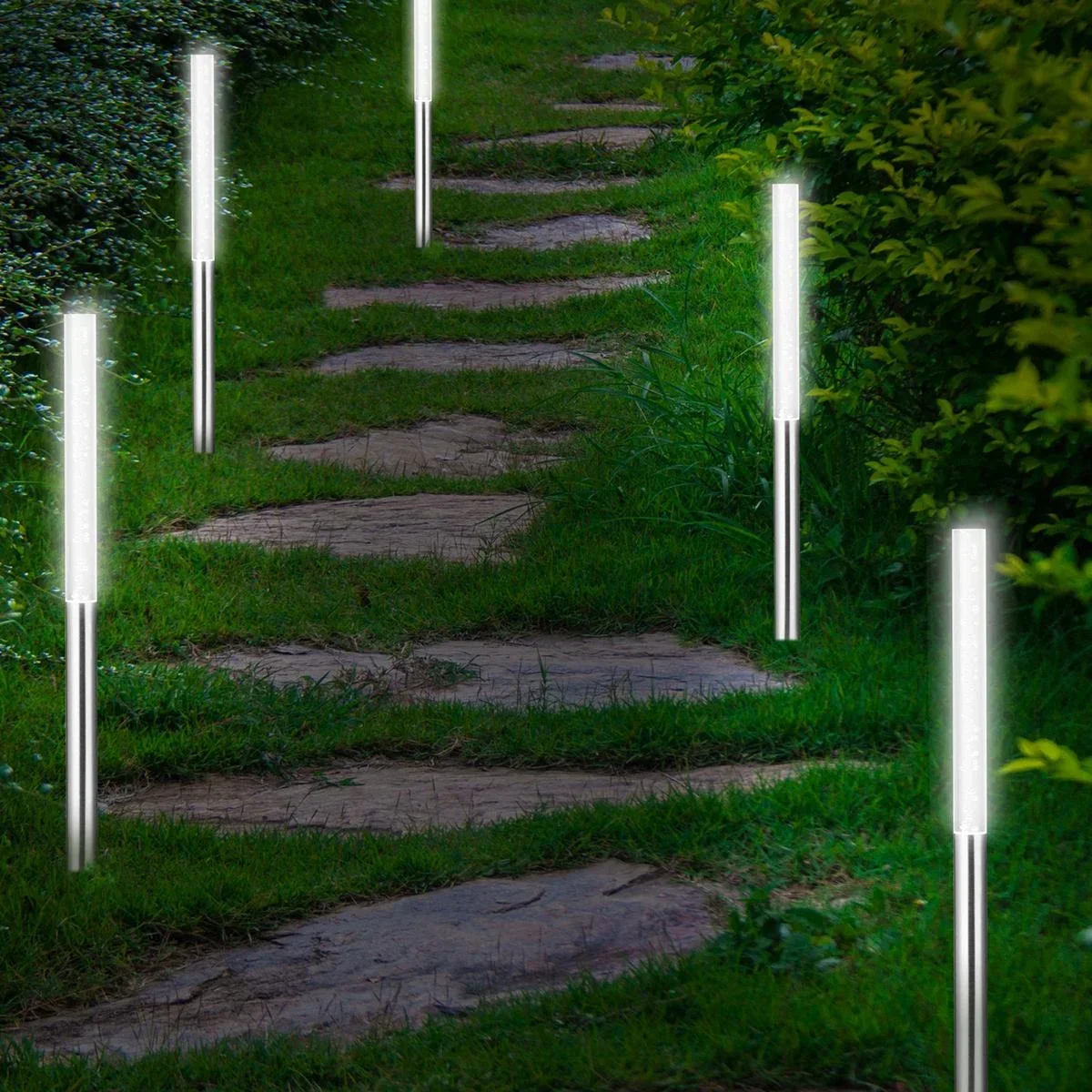 5x Solarlampe - Solarbetriebene Lampe - Gartenbeleuchtung - Wegbeleuchtung - hellweiß - 8