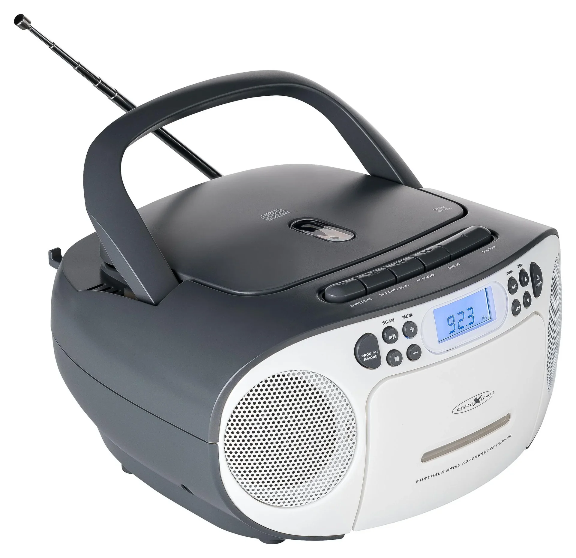 CD Radio Boombox mit UKW-Radio, CD, Kassette und AUX-IN, grau - 0
