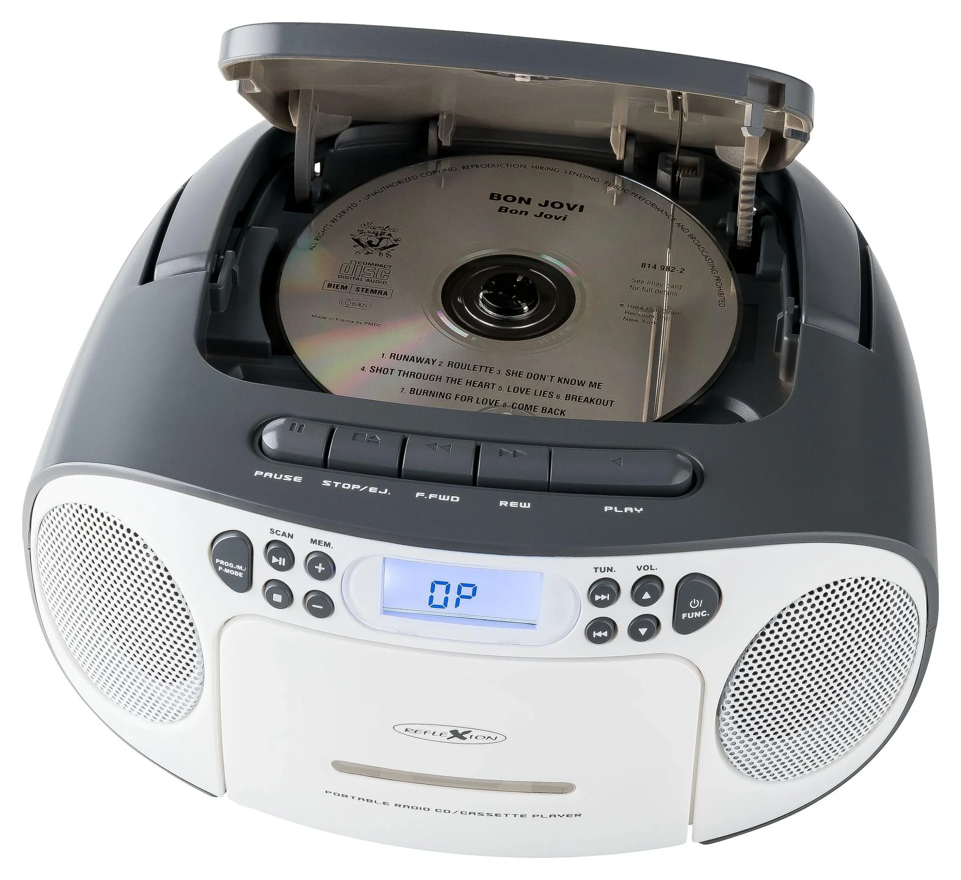 CD Radio Boombox mit UKW-Radio, CD, Kassette und AUX-IN, grau - 2