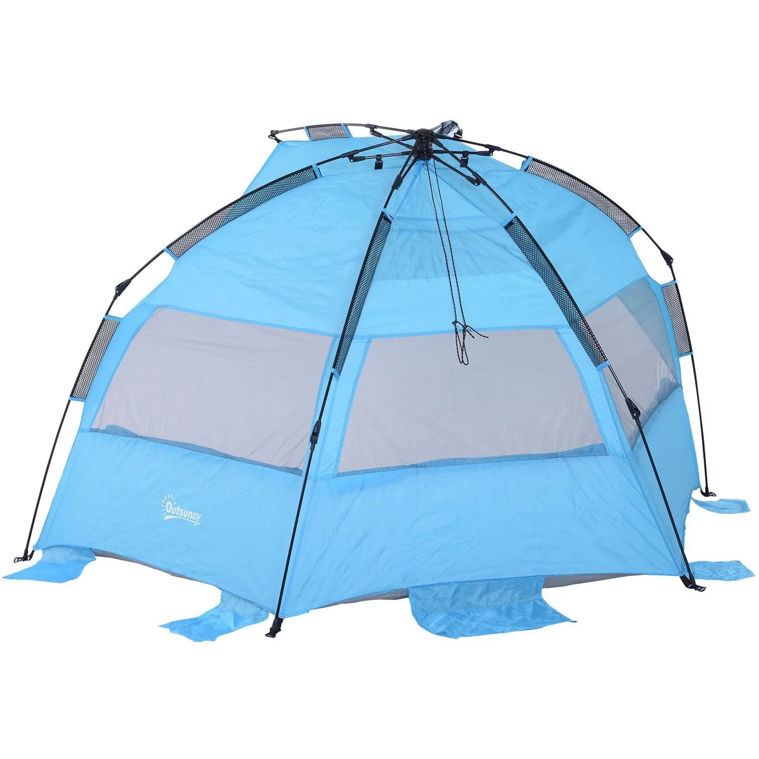 Automatik Strandmuschel Pop up Zelt mit Tragetasche 2 4 Personen 250 x 140 x 140 cm - 3