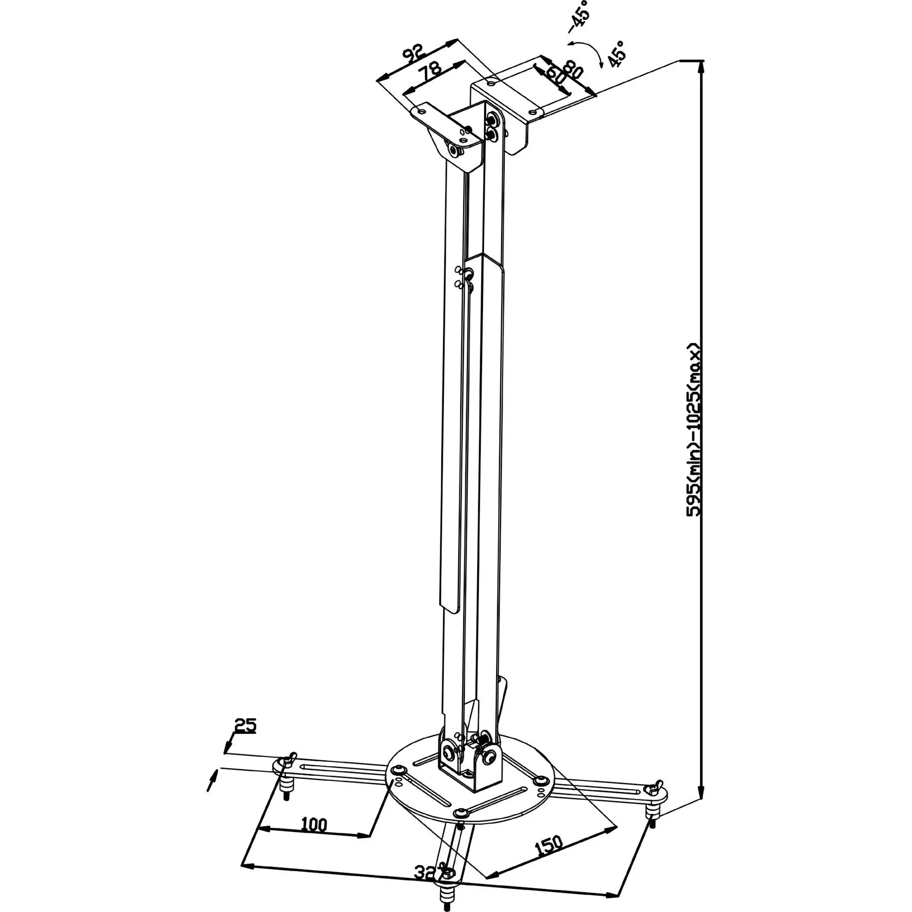 Projektor-Deckenhalterung vollbeweglich 10 kg Schwarz - 1