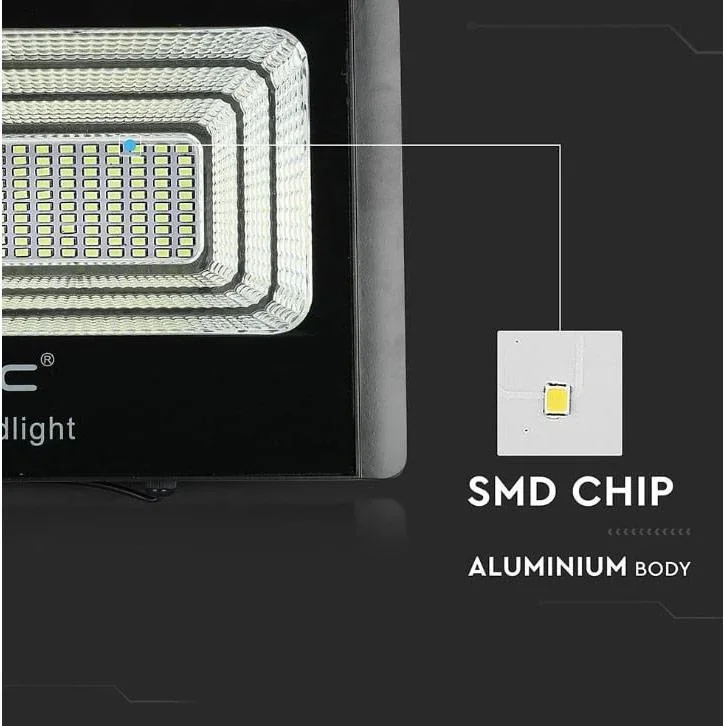 VT-60W Solar-Flutlicht mit Solarpanel - 1650 Lm - 6000K - Schwarz - 2