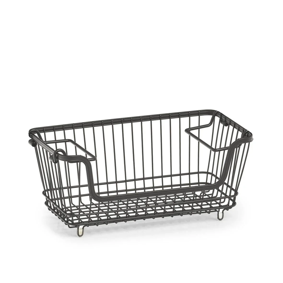 Vorratskorb, stapelbar, Metall, schwarz - 2