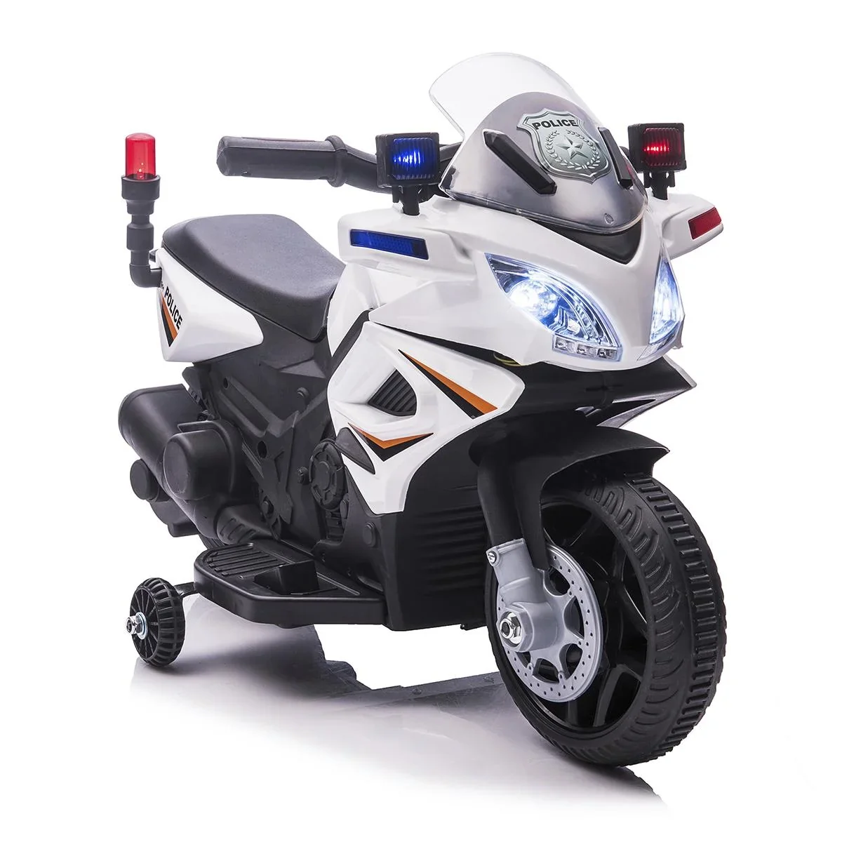 Kinder Polizei Elektromotorrad Polizeimotorrad Elektroauto Kinderwagen für 18 bis 36 Monaten mit 2 Scheinwerfer Polizeil - 0