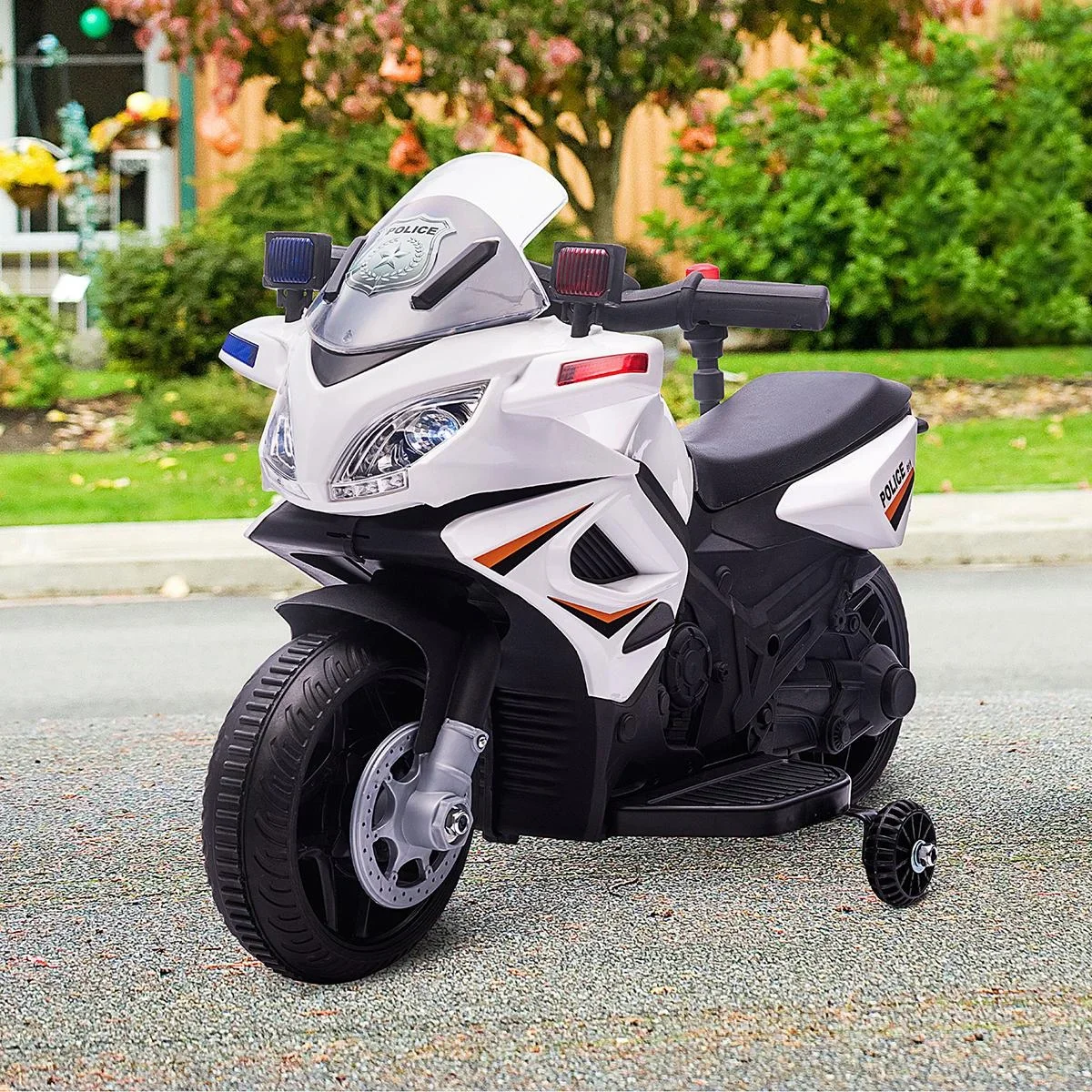 Kinder Polizei Elektromotorrad Polizeimotorrad Elektroauto Kinderwagen für 18 bis 36 Monaten mit 2 Scheinwerfer Polizeil - 1