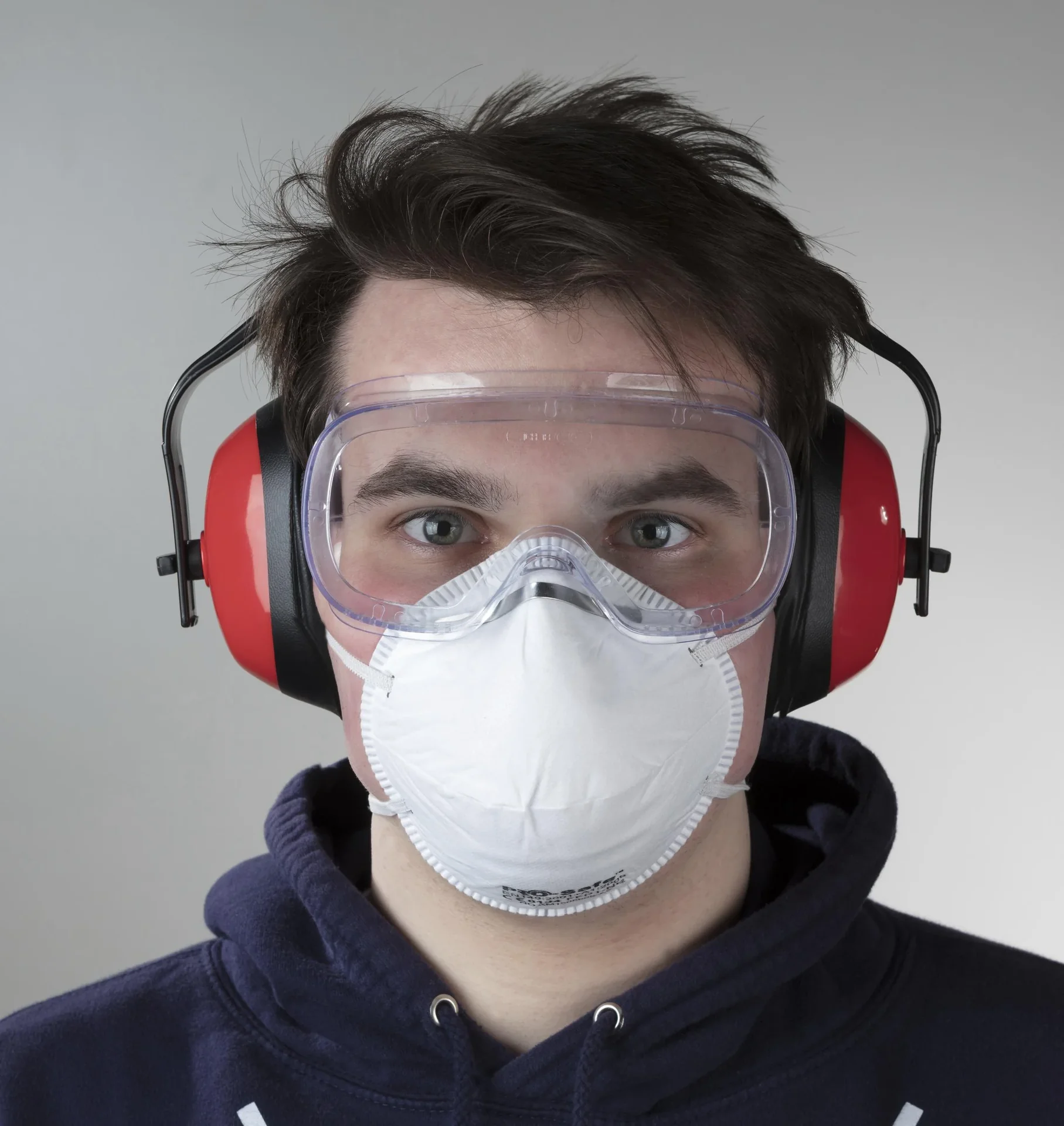 Grobstaubschutzmaske inklusive Schutzbrille und Gehörschutz - 0